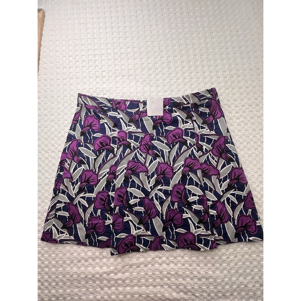 Club Monaco Valerie Skirt Floral Print Mini Purple Navy White Pleated New Size 8
